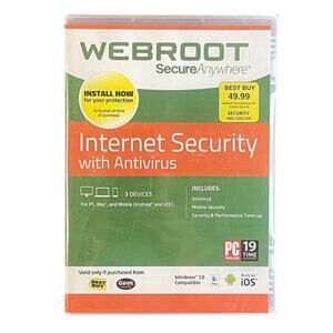 Webroot Internet Security with Antivirus 3 Devices PC Mac and Mobile New Sealed
